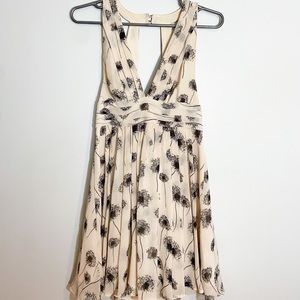 White and Black Floral Mini Dress